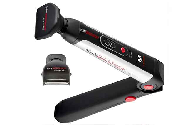 Using A Trimmer with a Long handle to groom shoulder and back hair -- Mangroomer